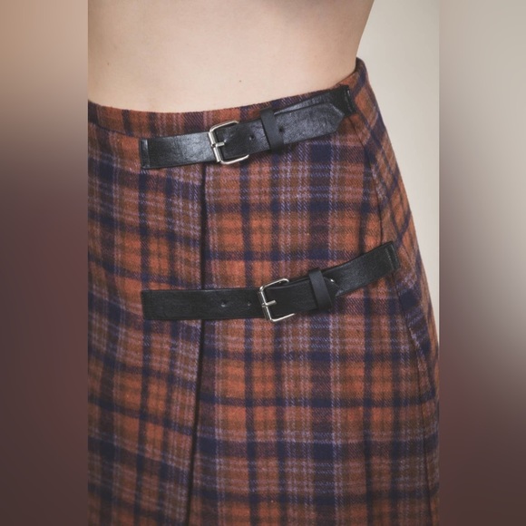 Plaid Wool Wrap Midi Skirt - Picture 5 of 5